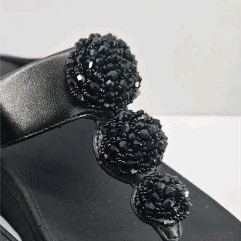 FitFlop Fino Beadie Button Black Post Toe Comfort Sandal Sz 6 - Picture 4 of 11